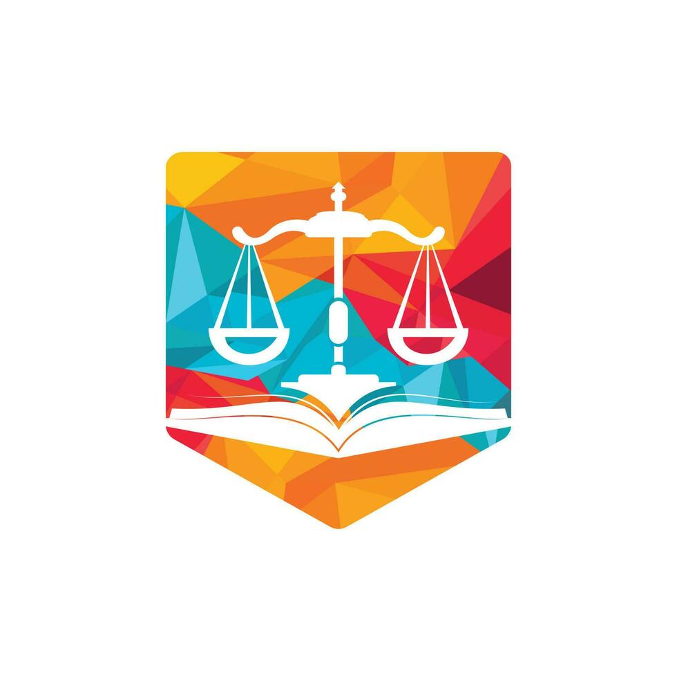 Law education logo design. Vector Libra and open book logo combination.