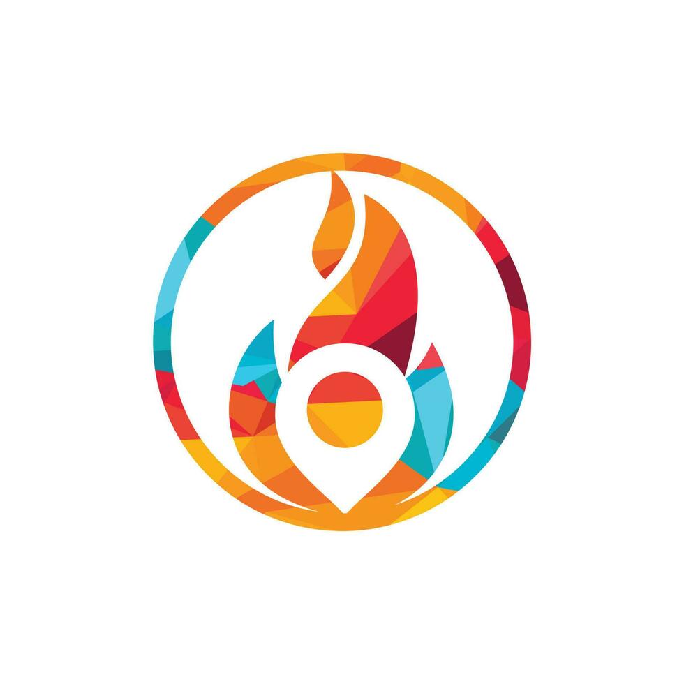 Fire pin vector logo design template. Fire location logo design concept.