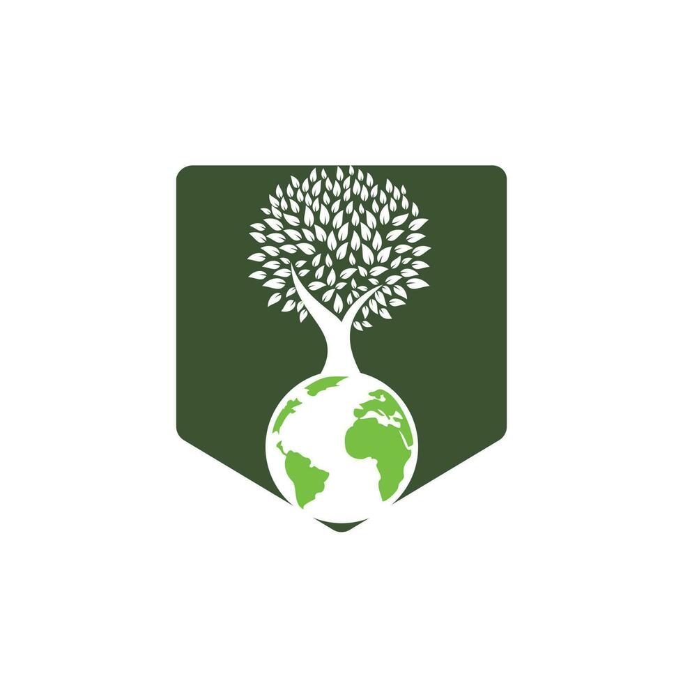 Globe tree vector logo design template. Planet and eco symbol or icon.