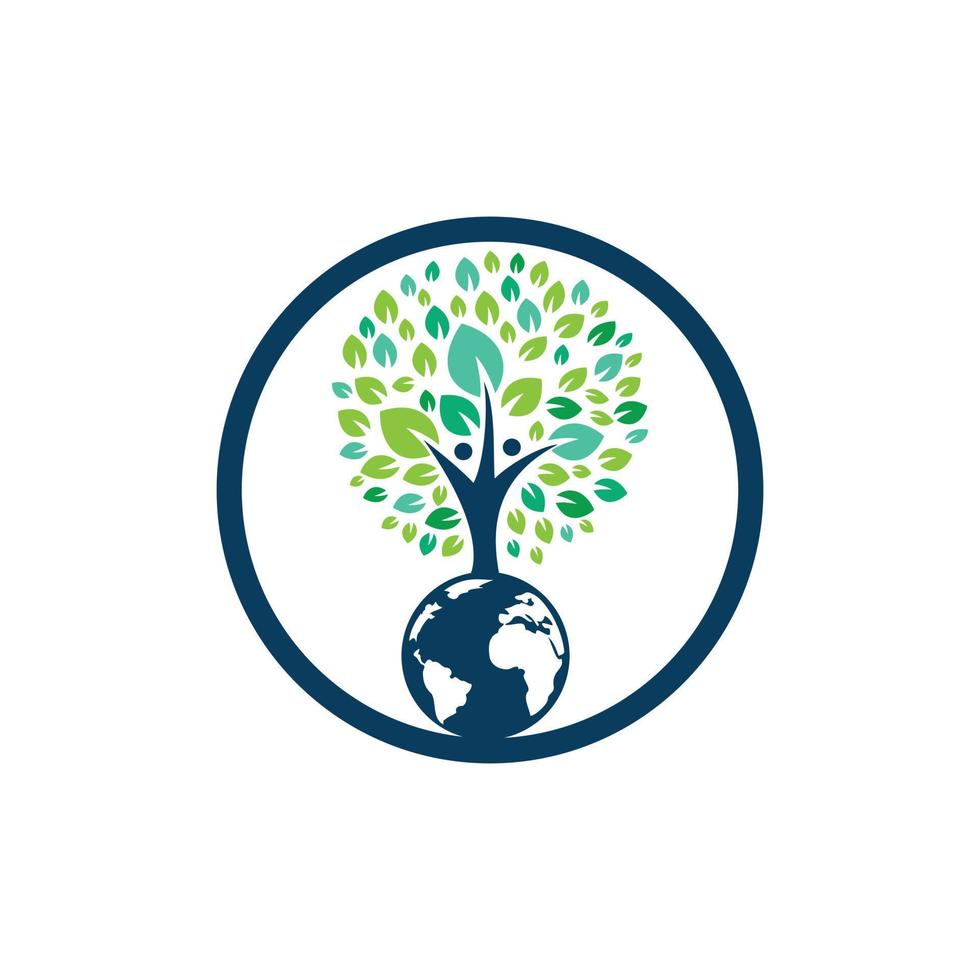 plantilla de diseño de logotipo de vector de árbol humano global.