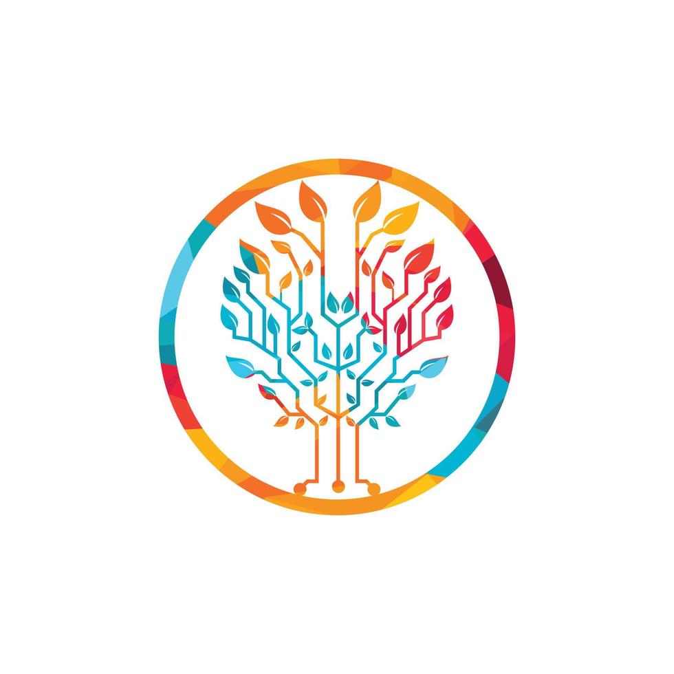 Tech tree vector logo design template. Connecting network tree icon logo.