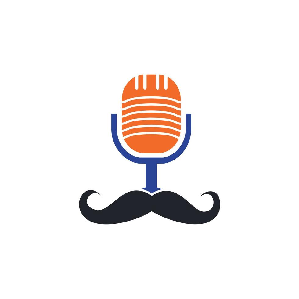 plantilla de diseño de logotipo de podcast de caballero. icono de podcast de bigote. vector