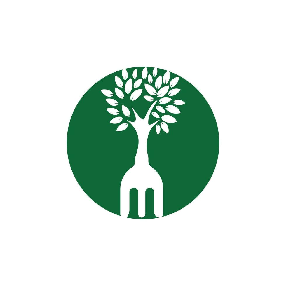 Fork tree vector logo design. Restaurant and farming logo concept.