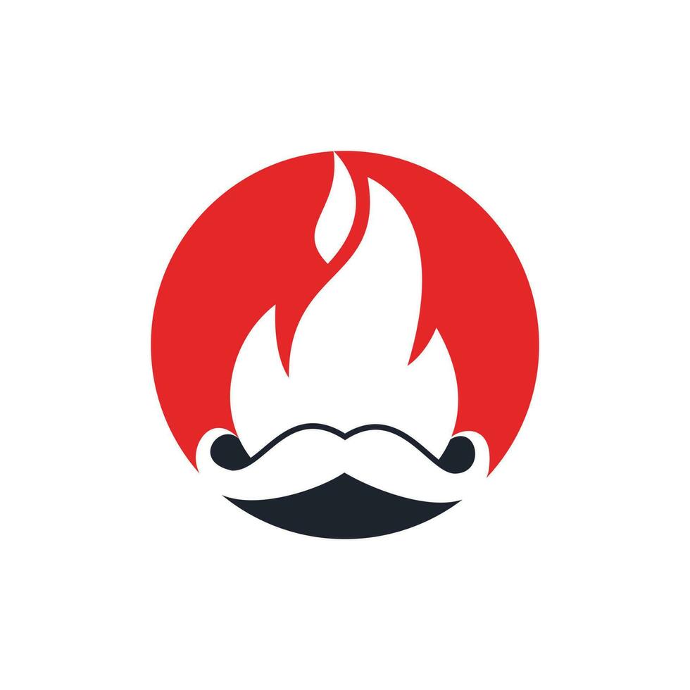 Moustache fire vector logo design template.