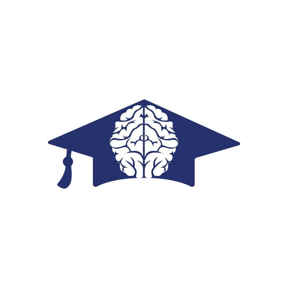 Brain and graduation cap icon design. Educational and institutional logo design. vector