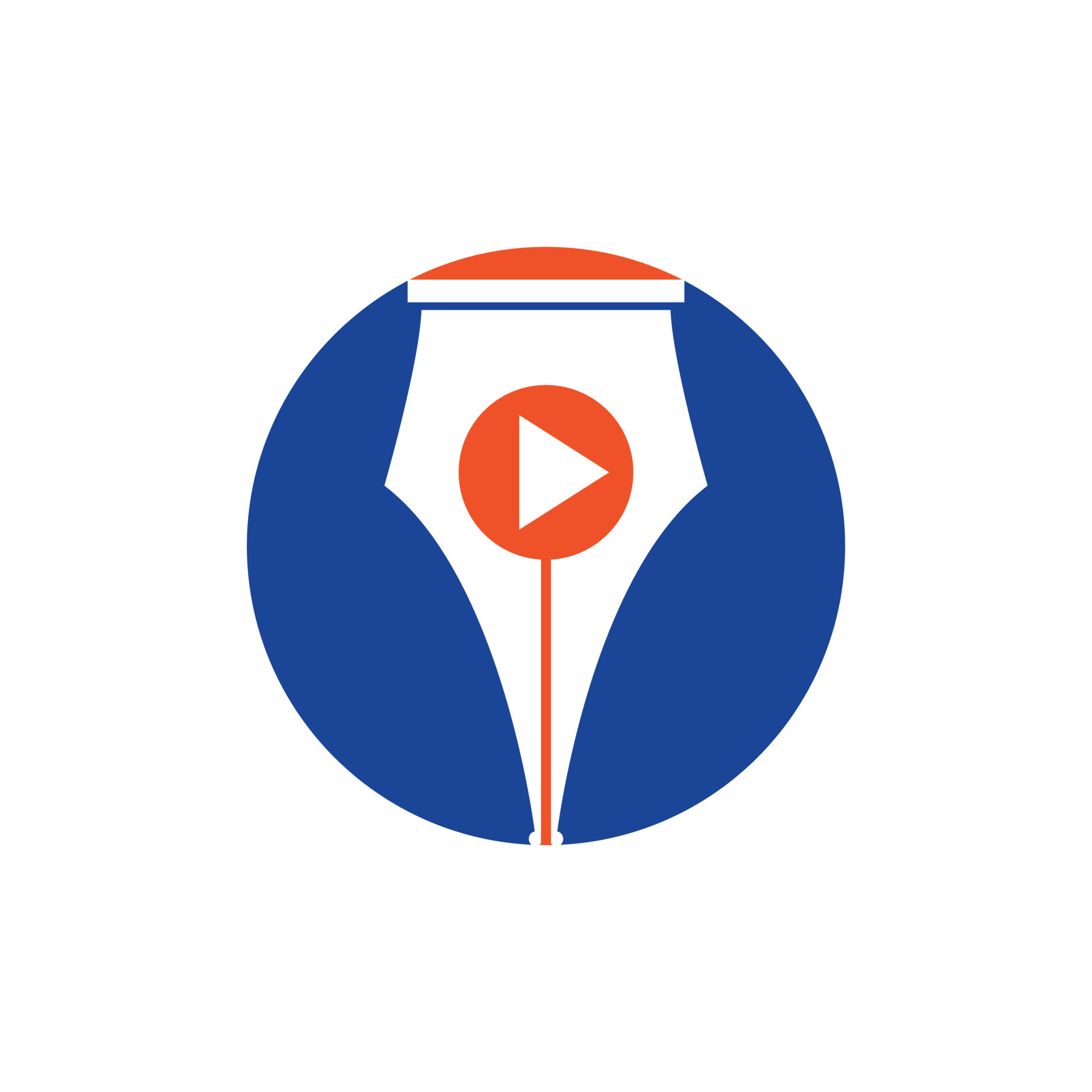 Media pen vector logo design. Pen and play button logo icon design