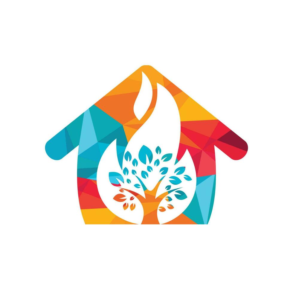 Fire Tree vector logo design template.
