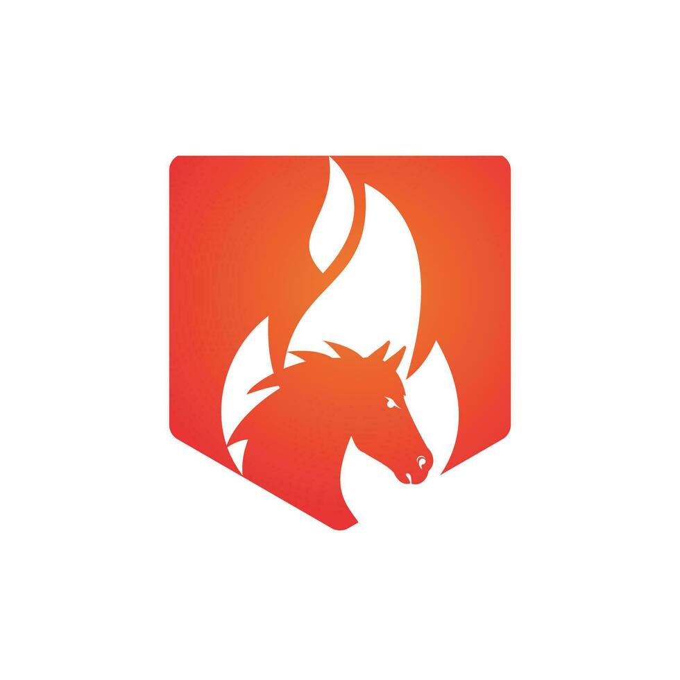 Burning horse in fire flame logo vector design template. Speed, freedom and strength symbol.
