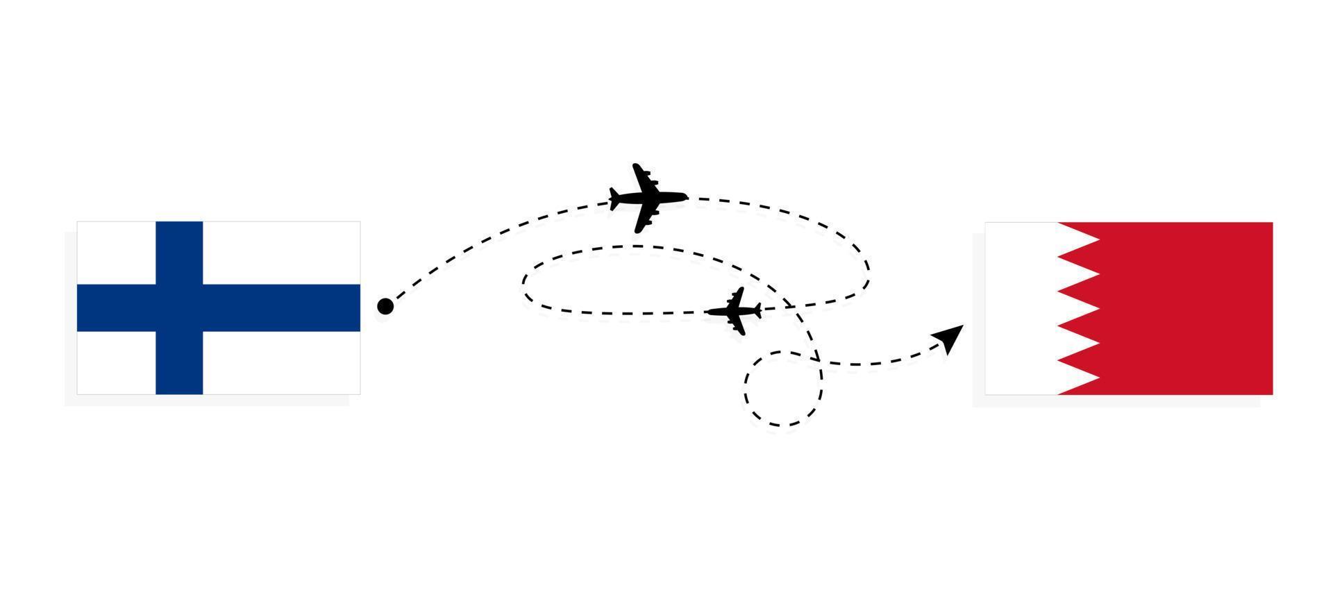 vuelo y viaje desde finlandia a bahrein por concepto de viaje en avión de pasajeros vector