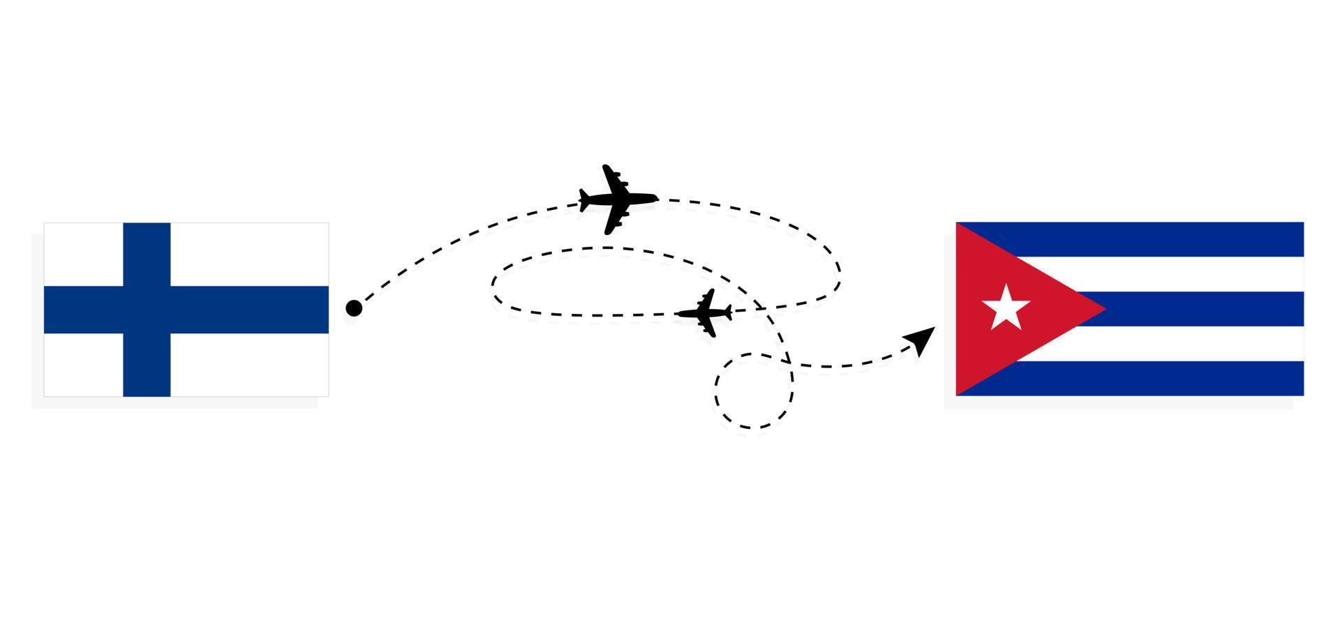 vuelo y viaje de finlandia a cuba por concepto de viaje en avión de pasajeros vector