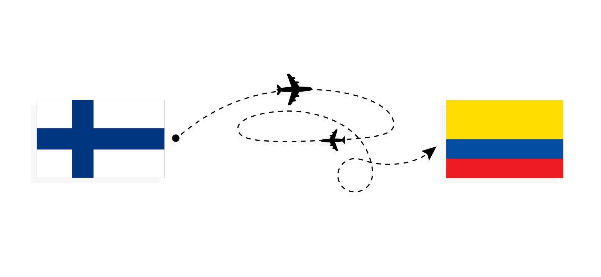 Flight and travel from Finland to Ecuador by passenger airplane Travel concept vector