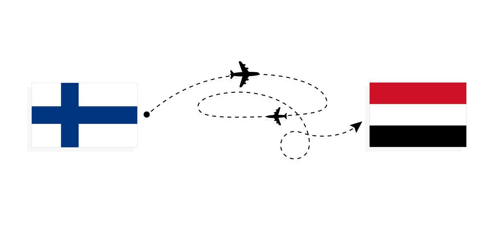 vuelo y viaje desde finlandia a yemen por concepto de viaje en avión de pasajeros vector