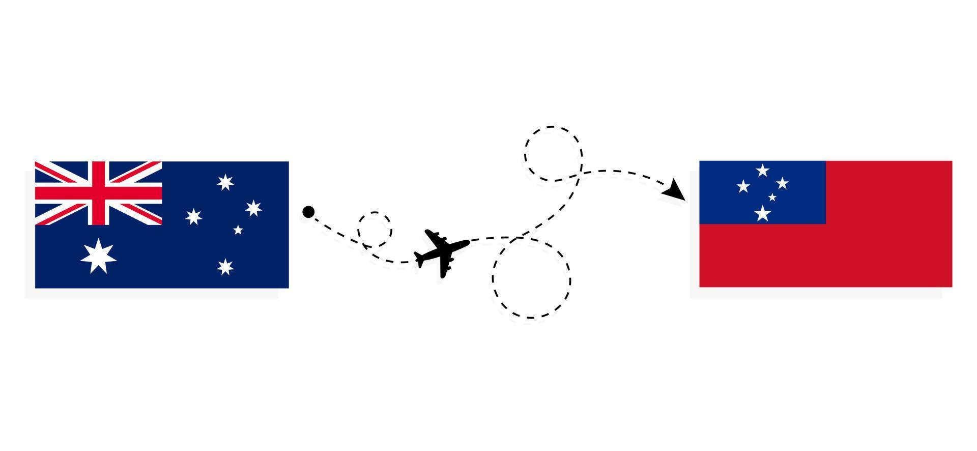 vuelo y viaje de australia a samoa por concepto de viaje en avión de pasajeros vector