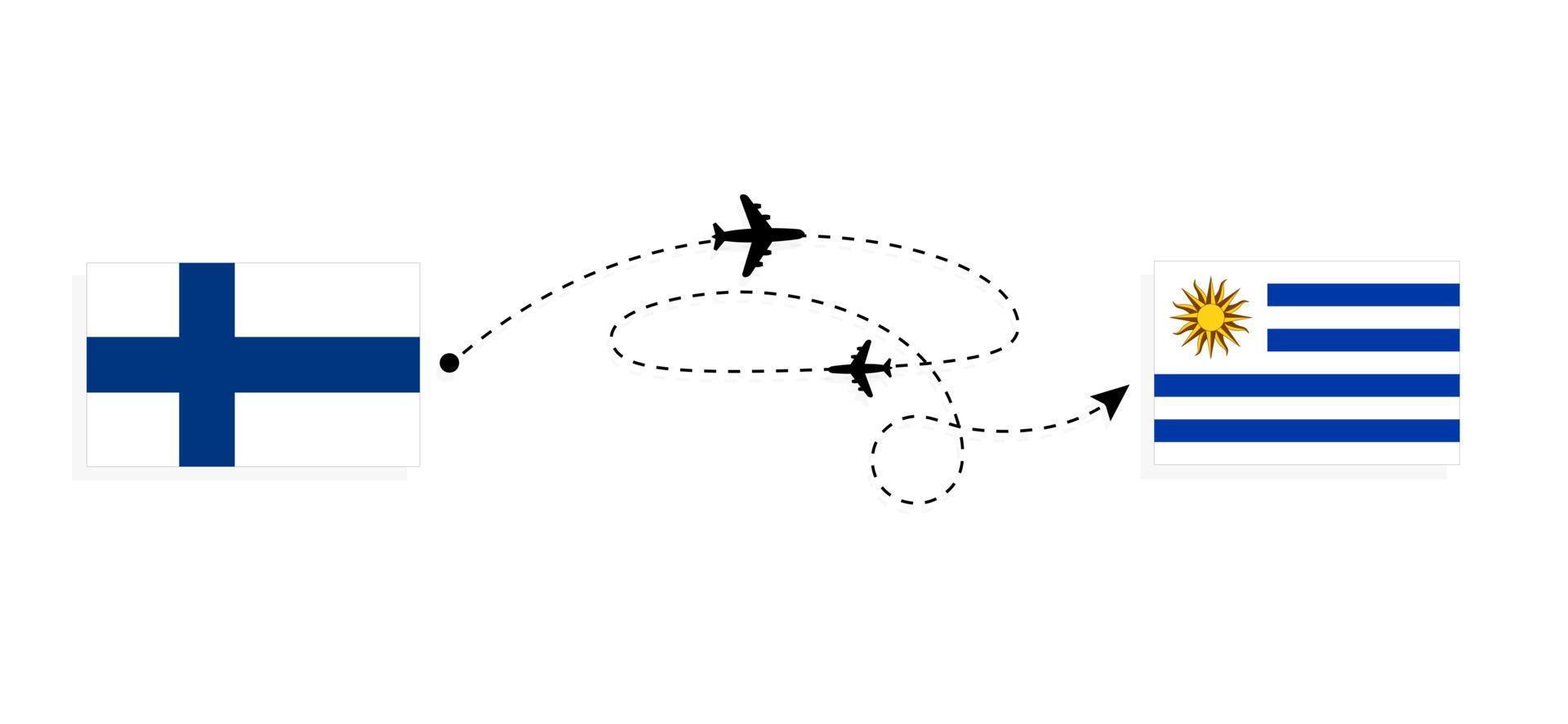 vuelo y viaje de finlandia a uruguay por concepto de viaje en avión de pasajeros vector