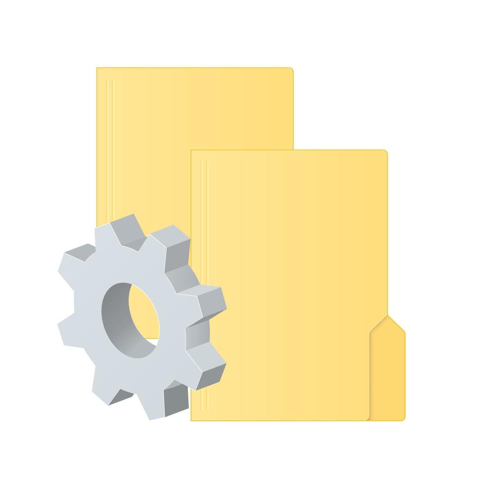 File computer folder icon with gear icon Settings icon or instruction vector