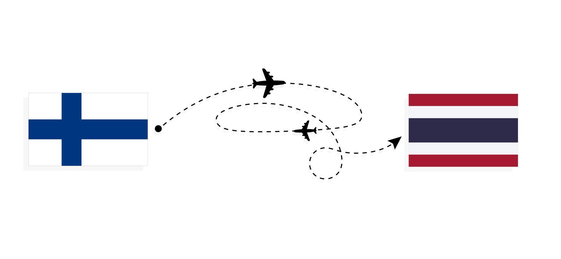 vuelo y viaje de finlandia a tailandia por concepto de viaje en avión de pasajeros vector