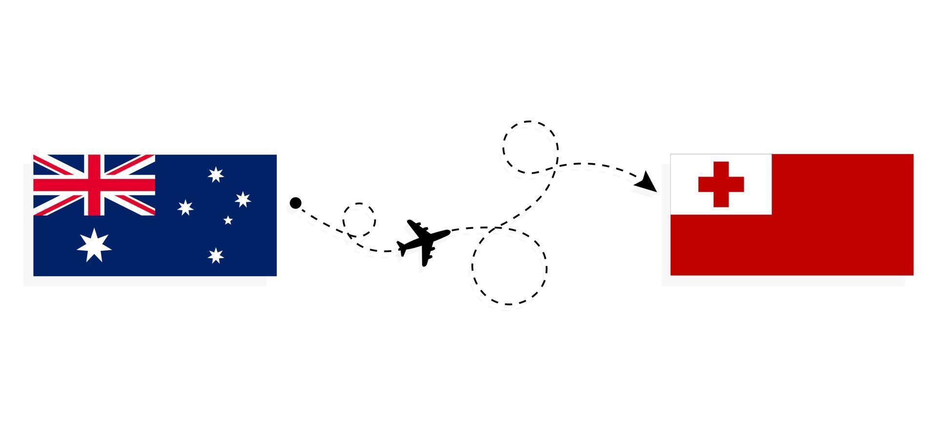 vuelo y viaje de australia a tonga por concepto de viaje en avión de pasajeros vector