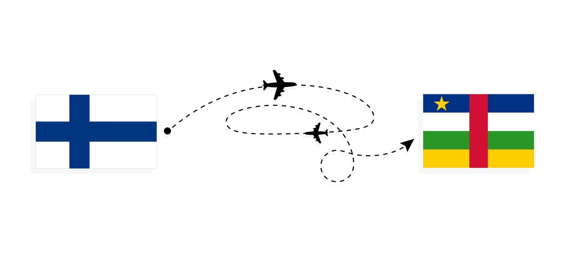 Flight and travel from Finland to Central African Republic by passenger airplane Travel concept vector