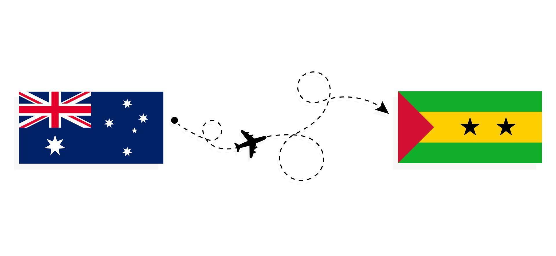 vuelo y viaje desde australia a santo tomé y príncipe por concepto de viaje en avión de pasajeros vector