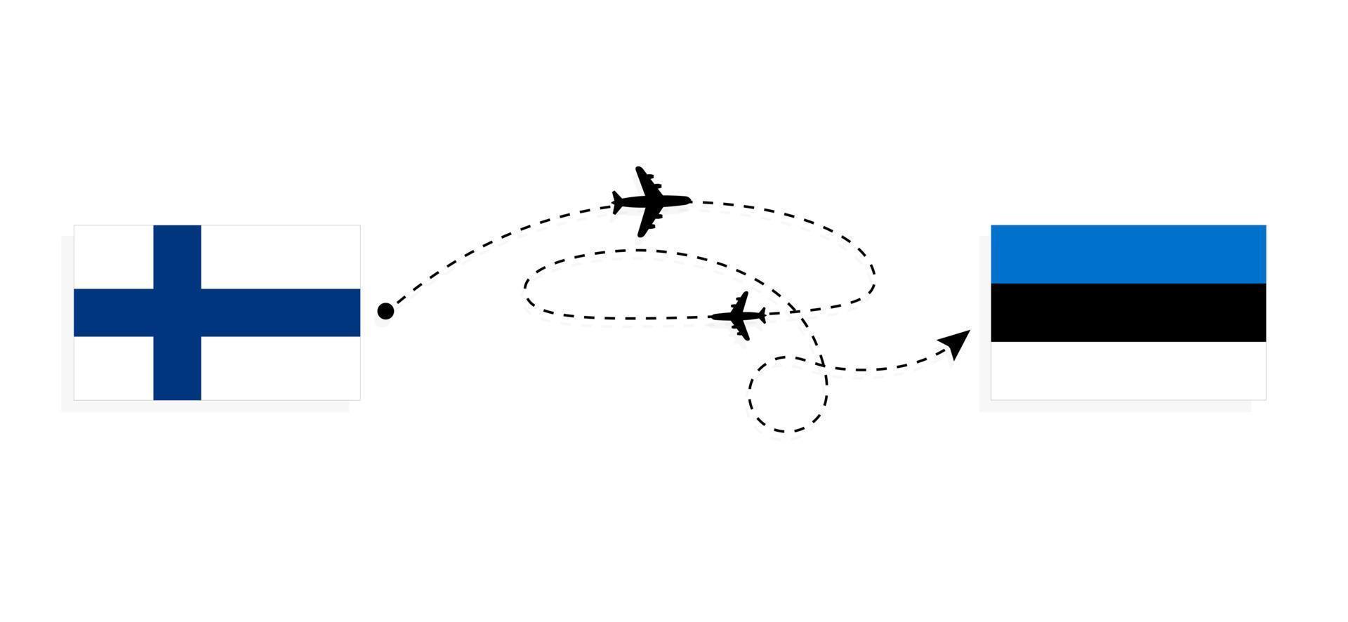 vuelo y viaje desde finlandia a estonia por concepto de viaje en avión de pasajeros vector