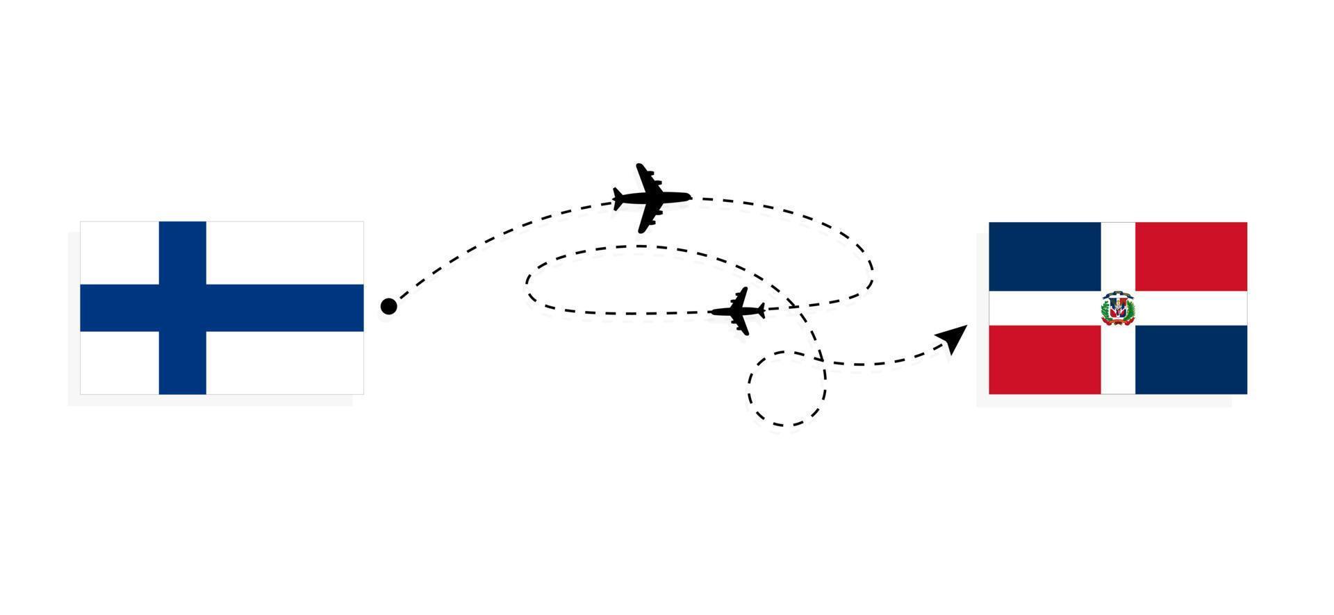 vuelo y viaje desde finlandia a república dominicana por concepto de viaje en avión de pasajeros vector