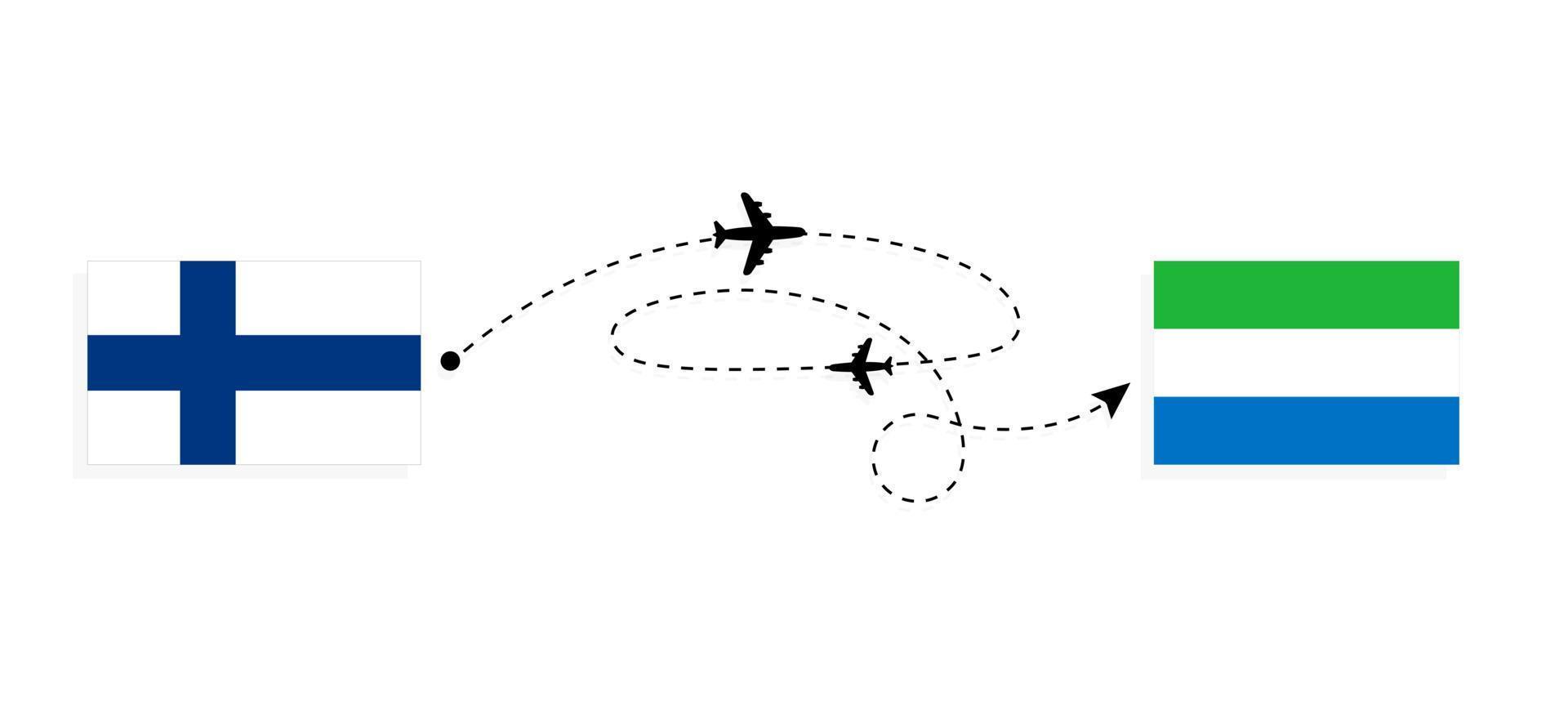 vuelo y viaje desde finlandia a sierra leona por concepto de viaje en avión de pasajeros vector