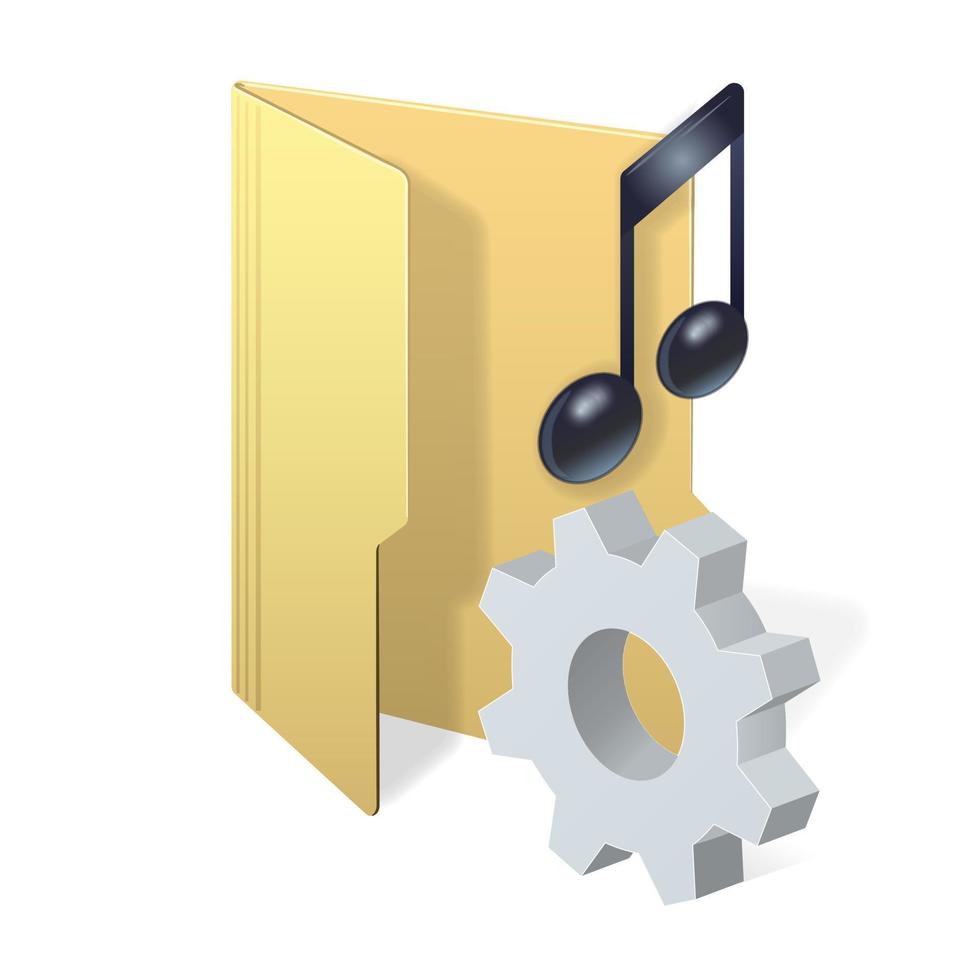 File computer folder and music note with gear icon Settings icon or instruction vector