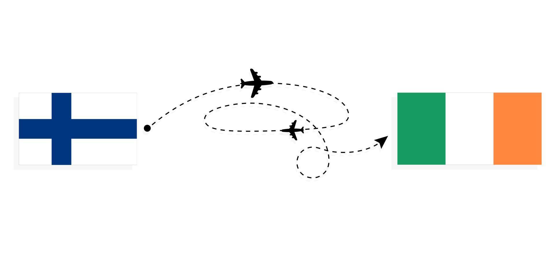 vuelo y viaje de finlandia a irlanda por concepto de viaje en avión de pasajeros vector