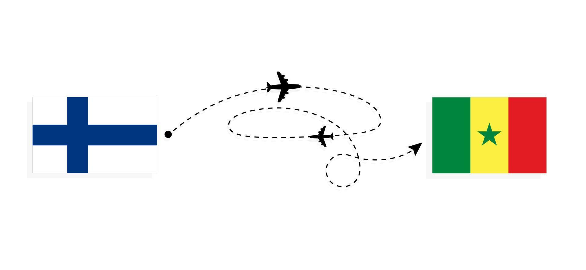 vuelo y viaje de finlandia a senegal por concepto de viaje en avión de pasajeros vector