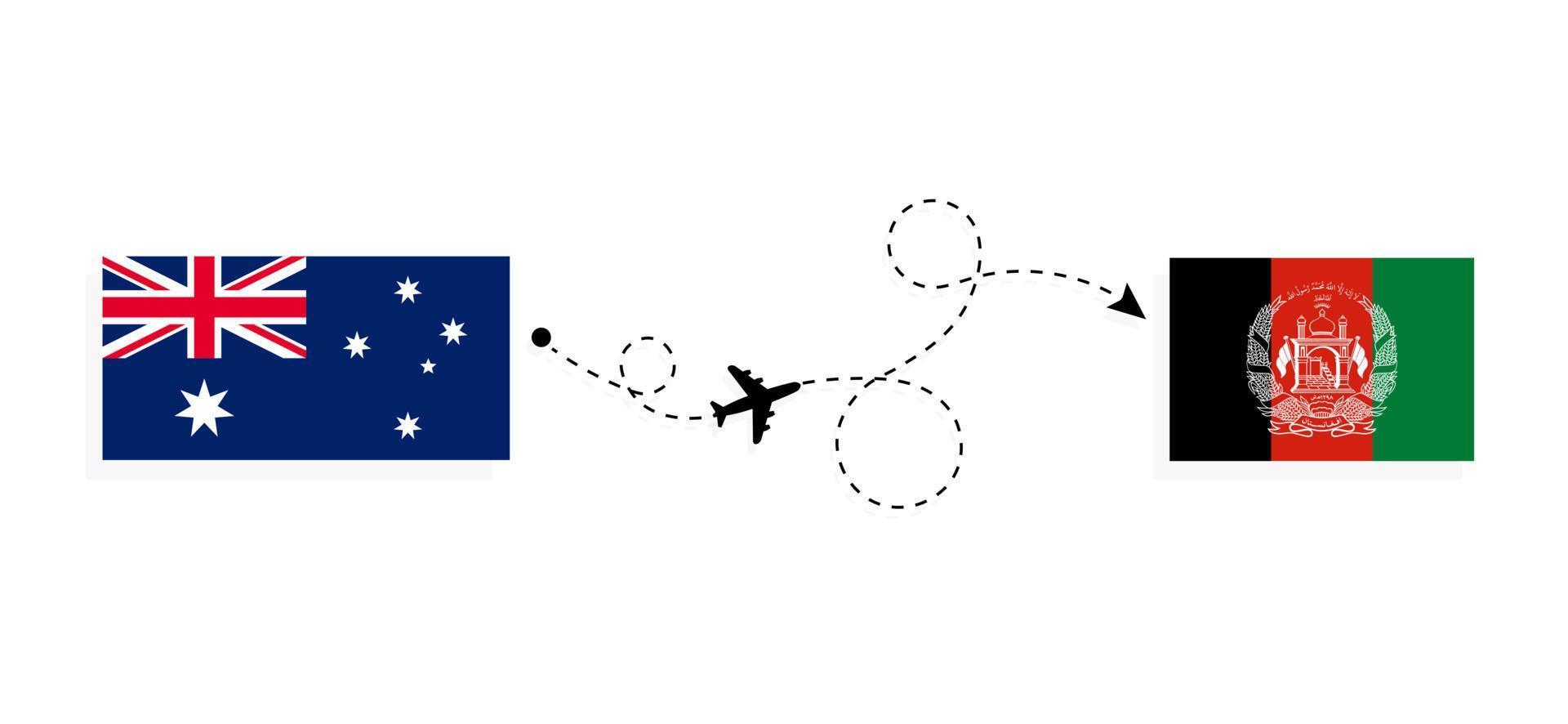 Flight and travel from Australia to Afghanistan by passenger airplane Travel concept vector
