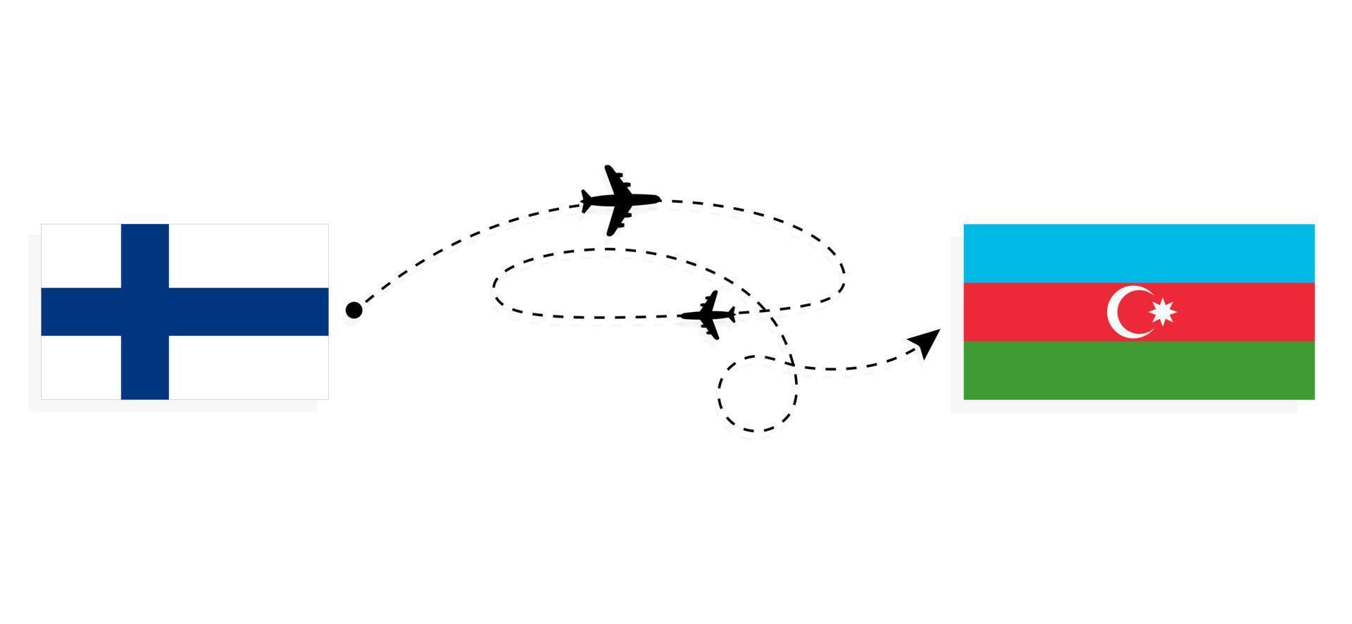 Flight and travel from Finland to Azerbaijan by passenger airplane Travel concept vector