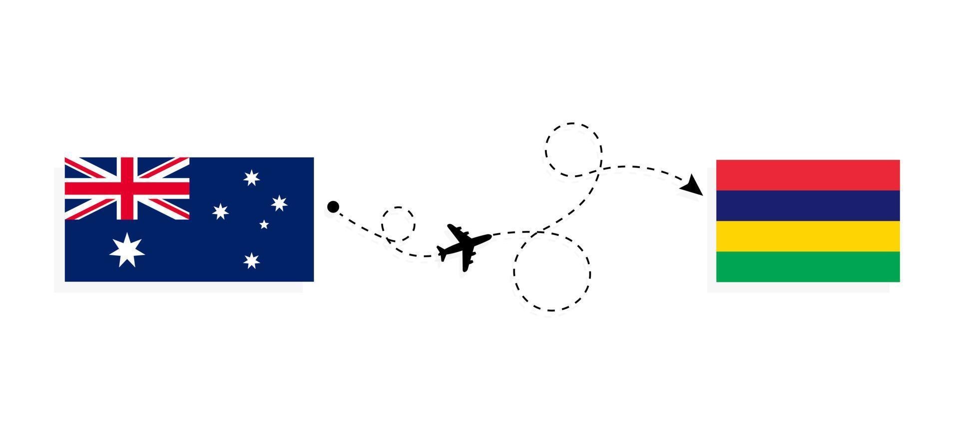 vuelo y viaje desde australia a mauricio por concepto de viaje en avión de pasajeros vector