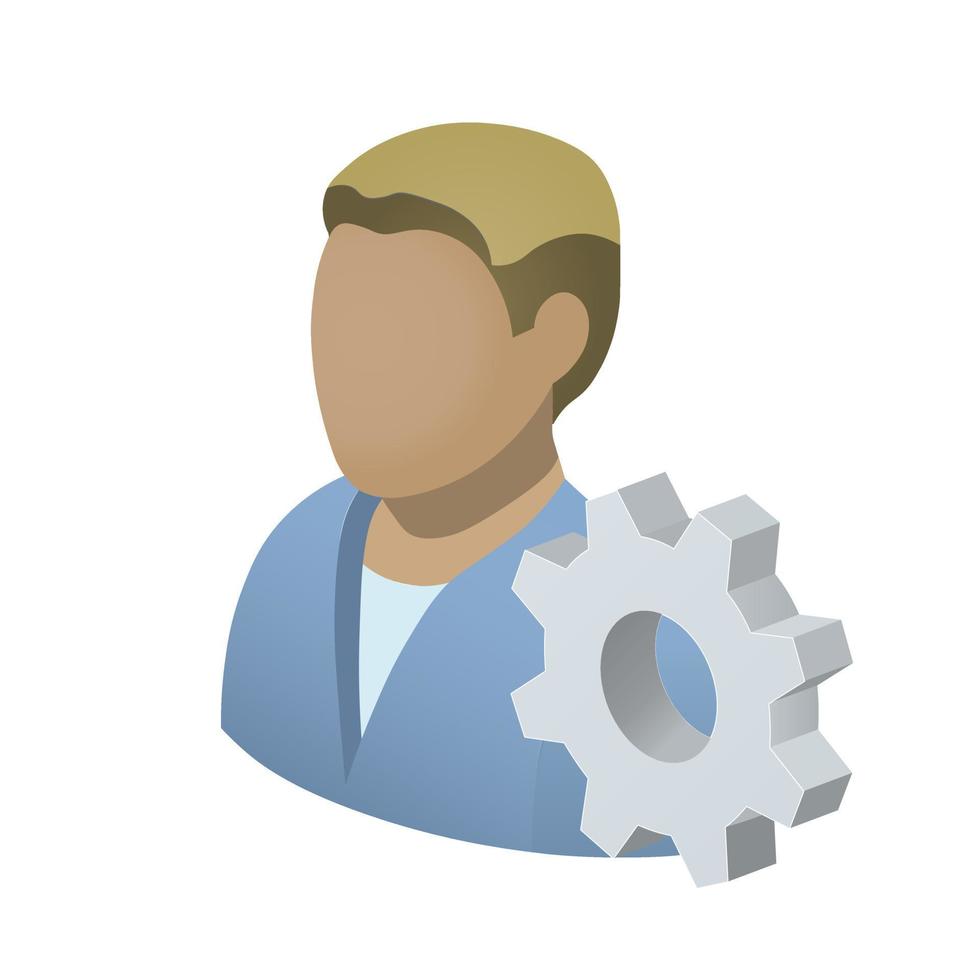 White man with gear icon Settings icon or instruction vector