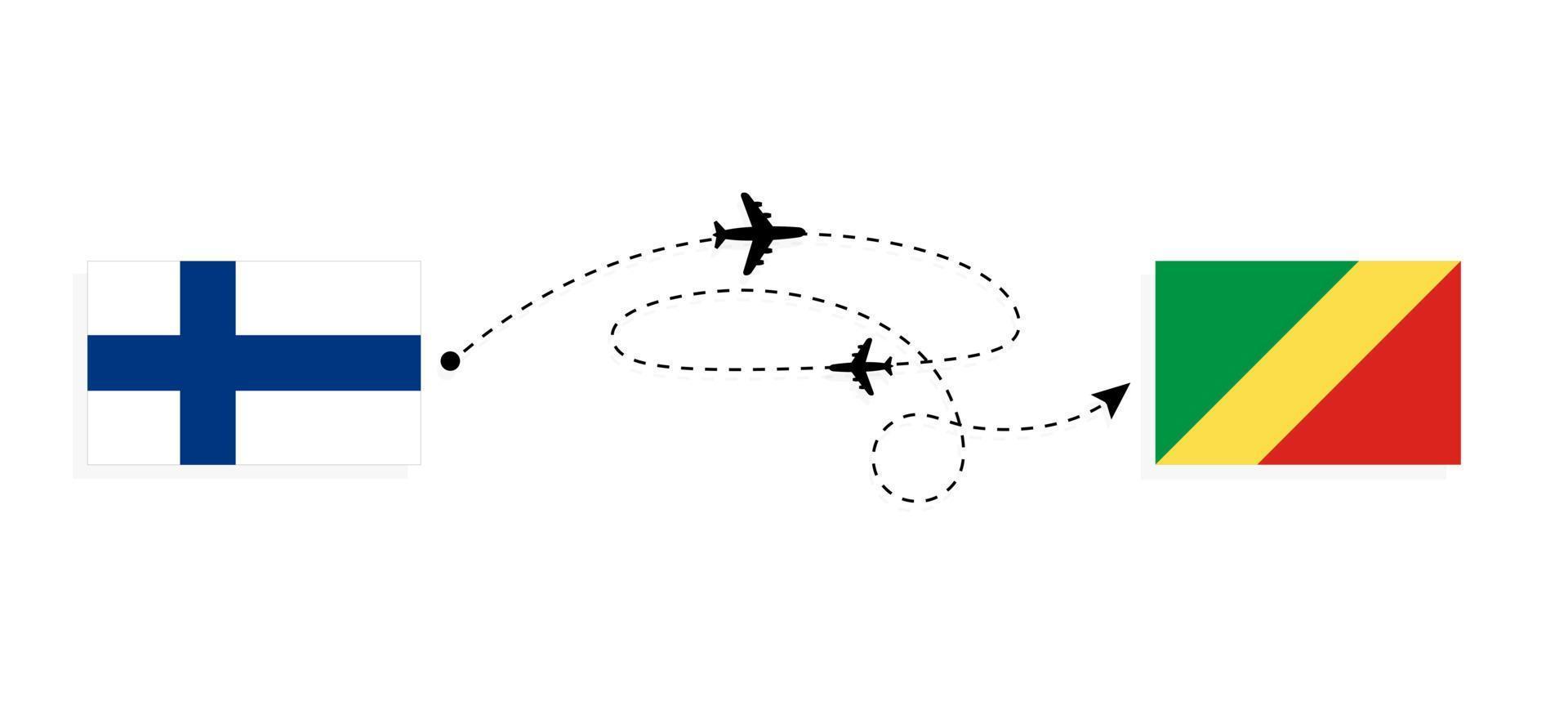 Flight and travel from Finland to Republic of the Congo by passenger airplane Travel concept vector
