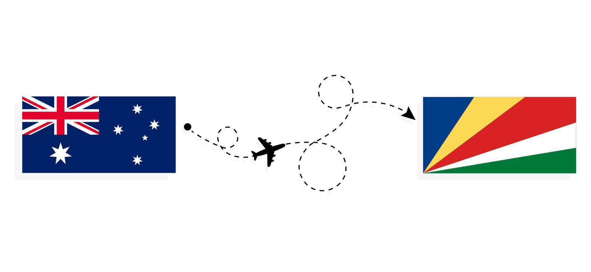 vuelo y viaje desde australia a seychelles por concepto de viaje en avión de pasajeros vector