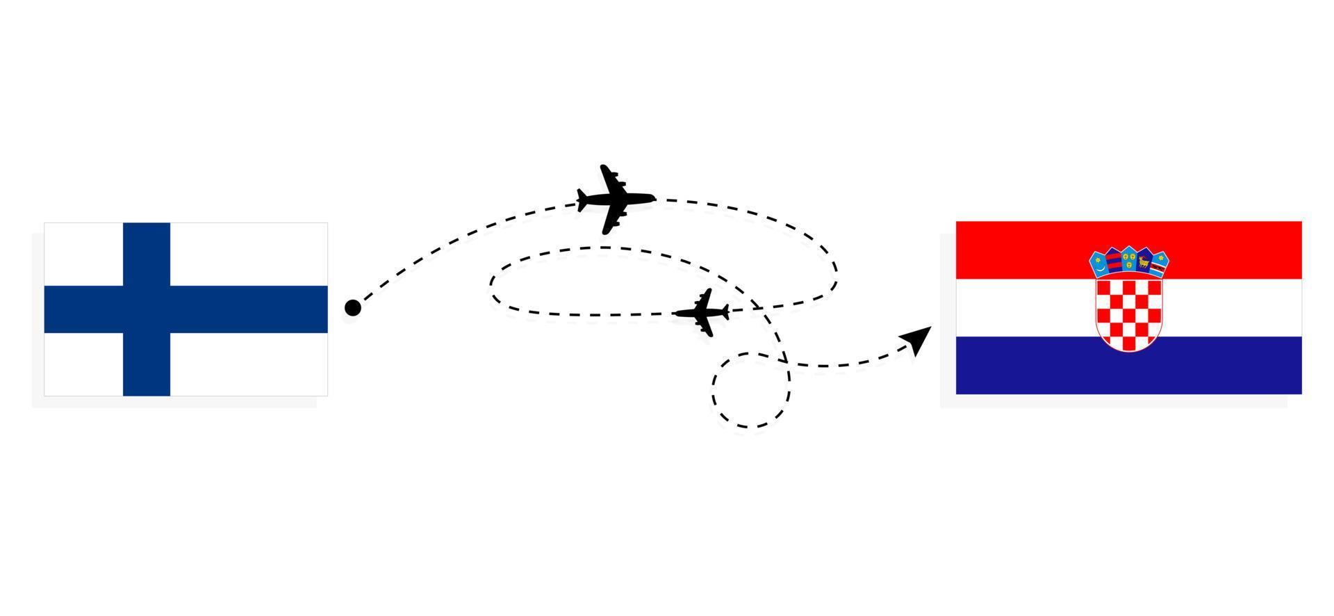 vuelo y viaje desde finlandia a croacia por concepto de viaje en avión de pasajeros vector