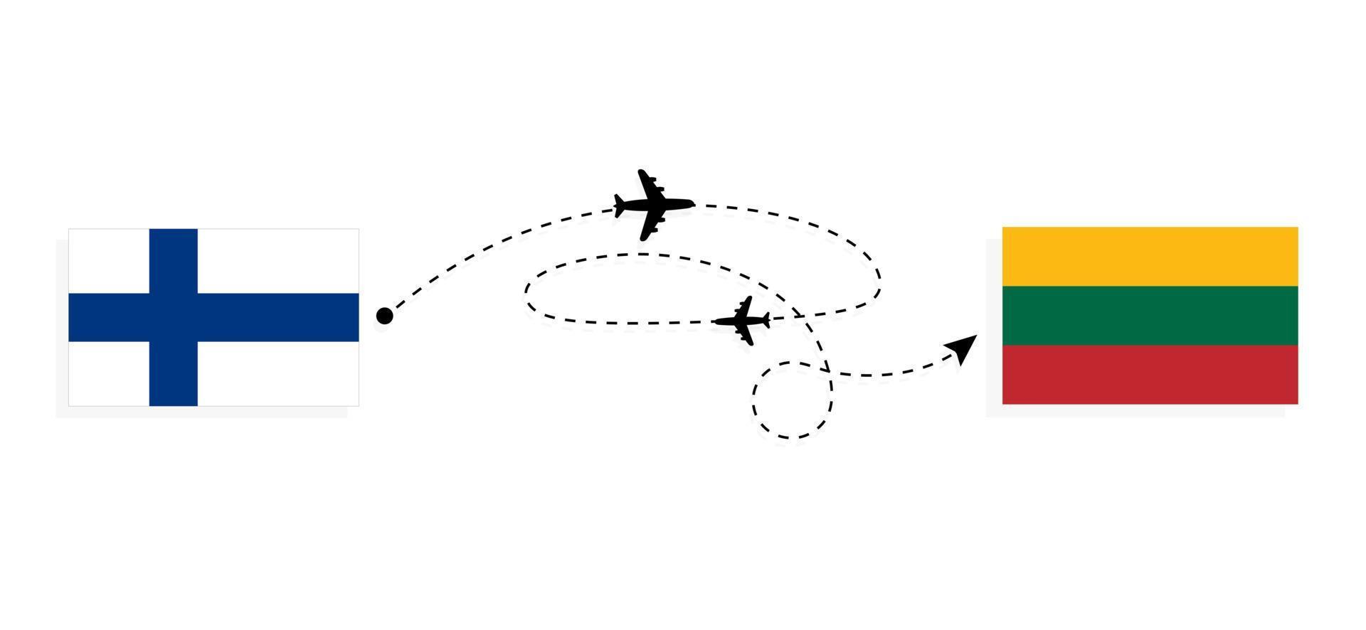 vuelo y viaje de finlandia a lituania por concepto de viaje en avión de pasajeros vector