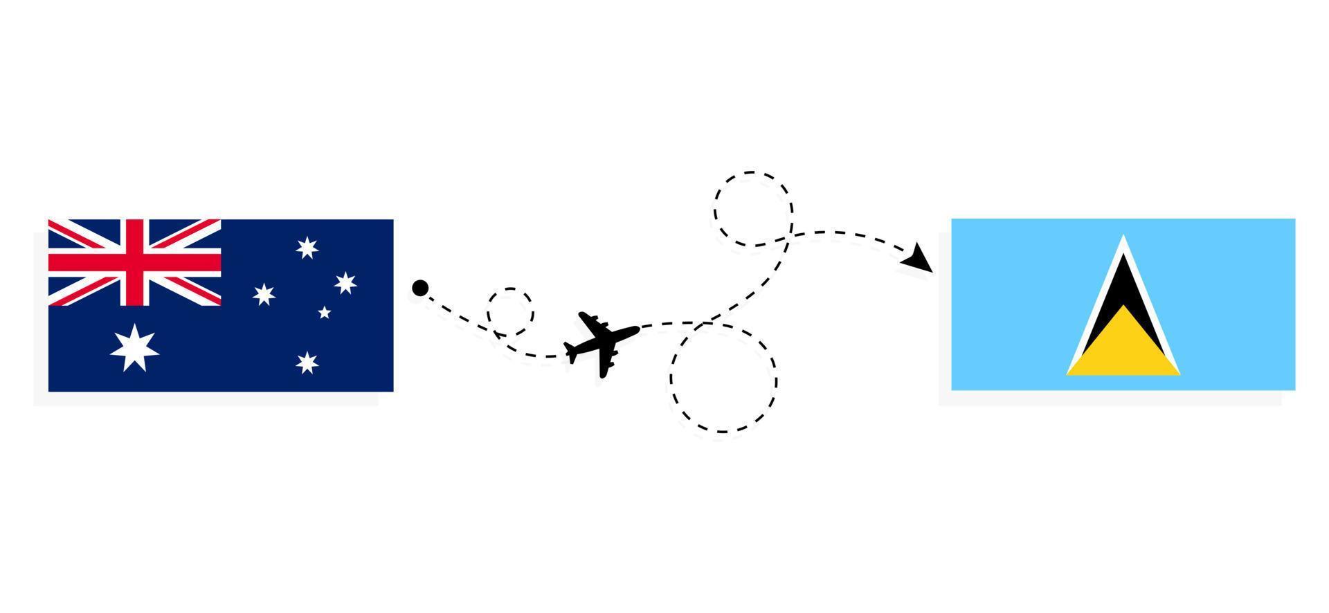 vuelo y viaje desde australia a santa lucía por concepto de viaje en avión de pasajeros vector