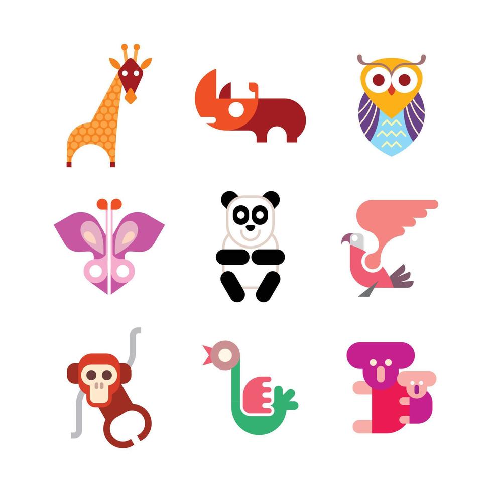 conjunto de iconos de animales vector