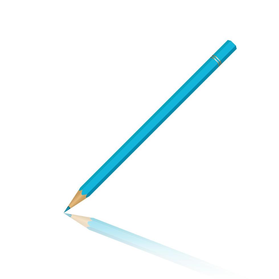 Realistic wooden light blue pencil for school and preschool Art