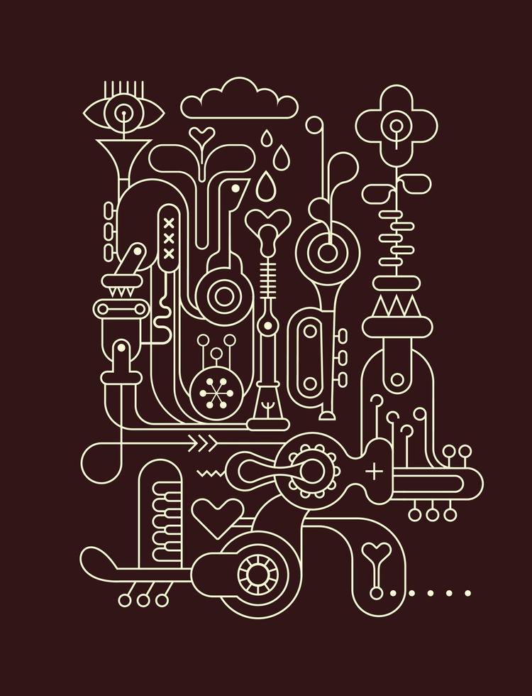 Abstract Line Art Design Of Music Factory vector