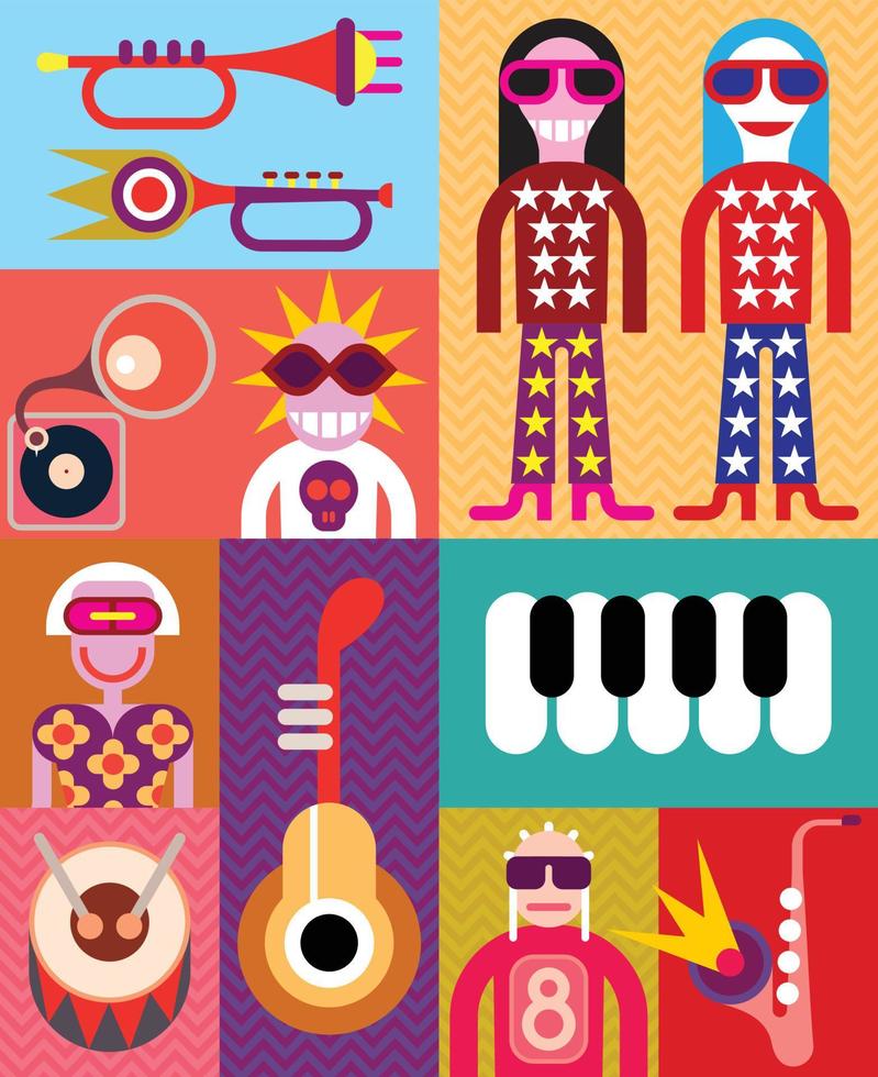 Music Pop Art Collage vector