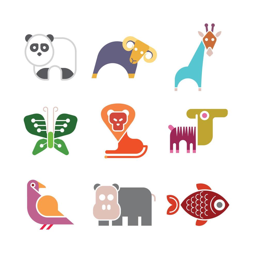 conjunto de iconos de vector de animales