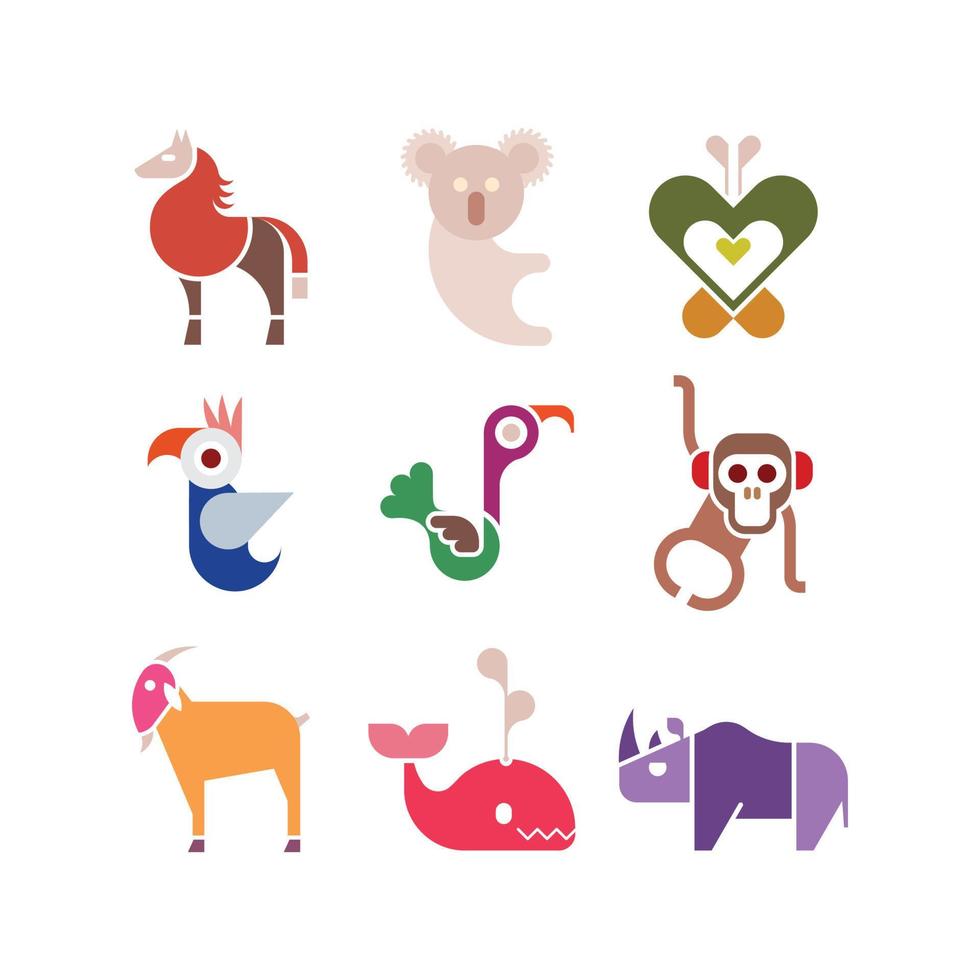 conjunto de iconos de animales vector