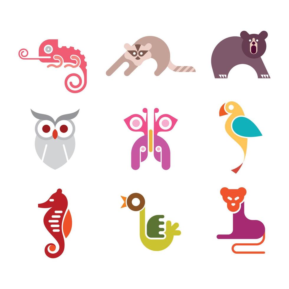 conjunto de iconos de animales vector