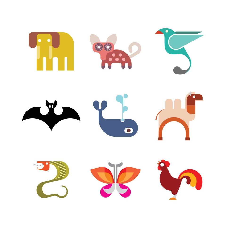 conjunto de iconos de animales vector