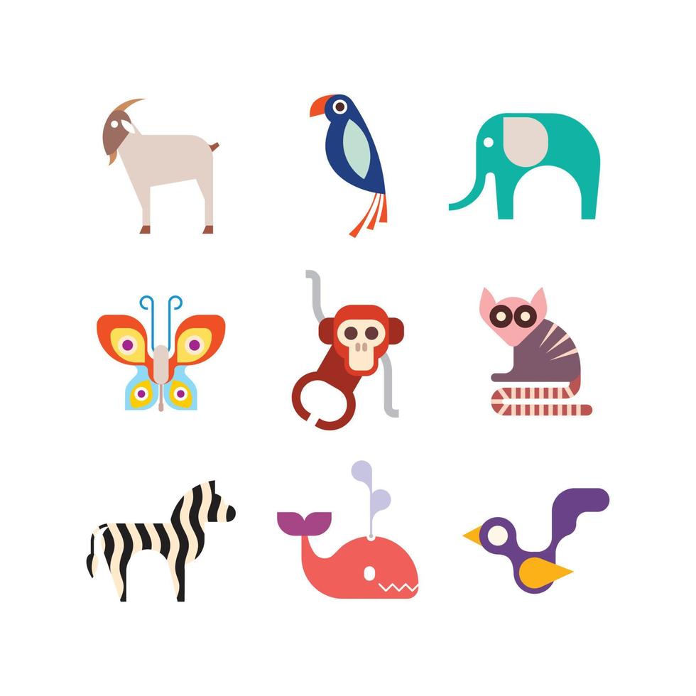 conjunto de iconos de animales vector