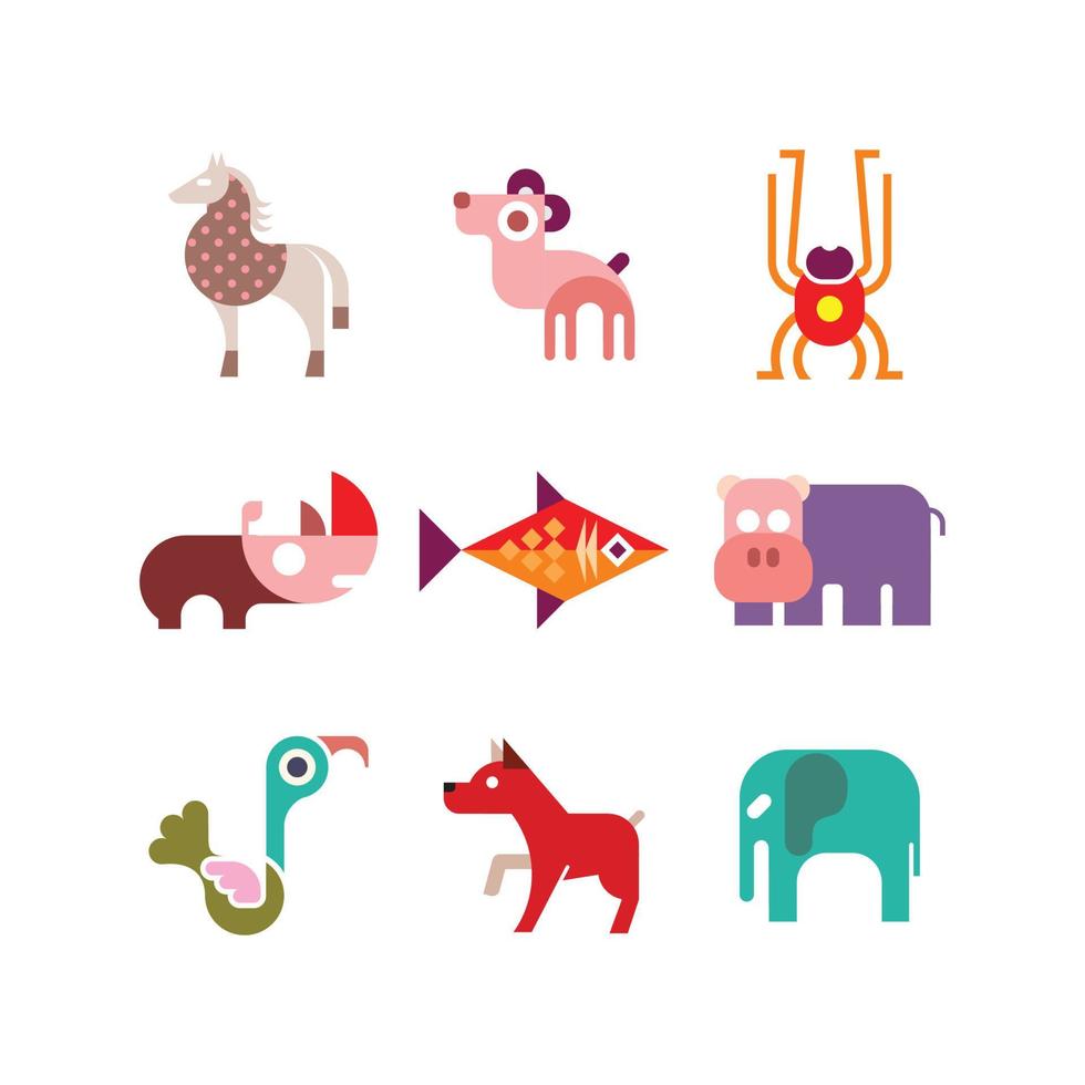 conjunto de iconos de animales vector