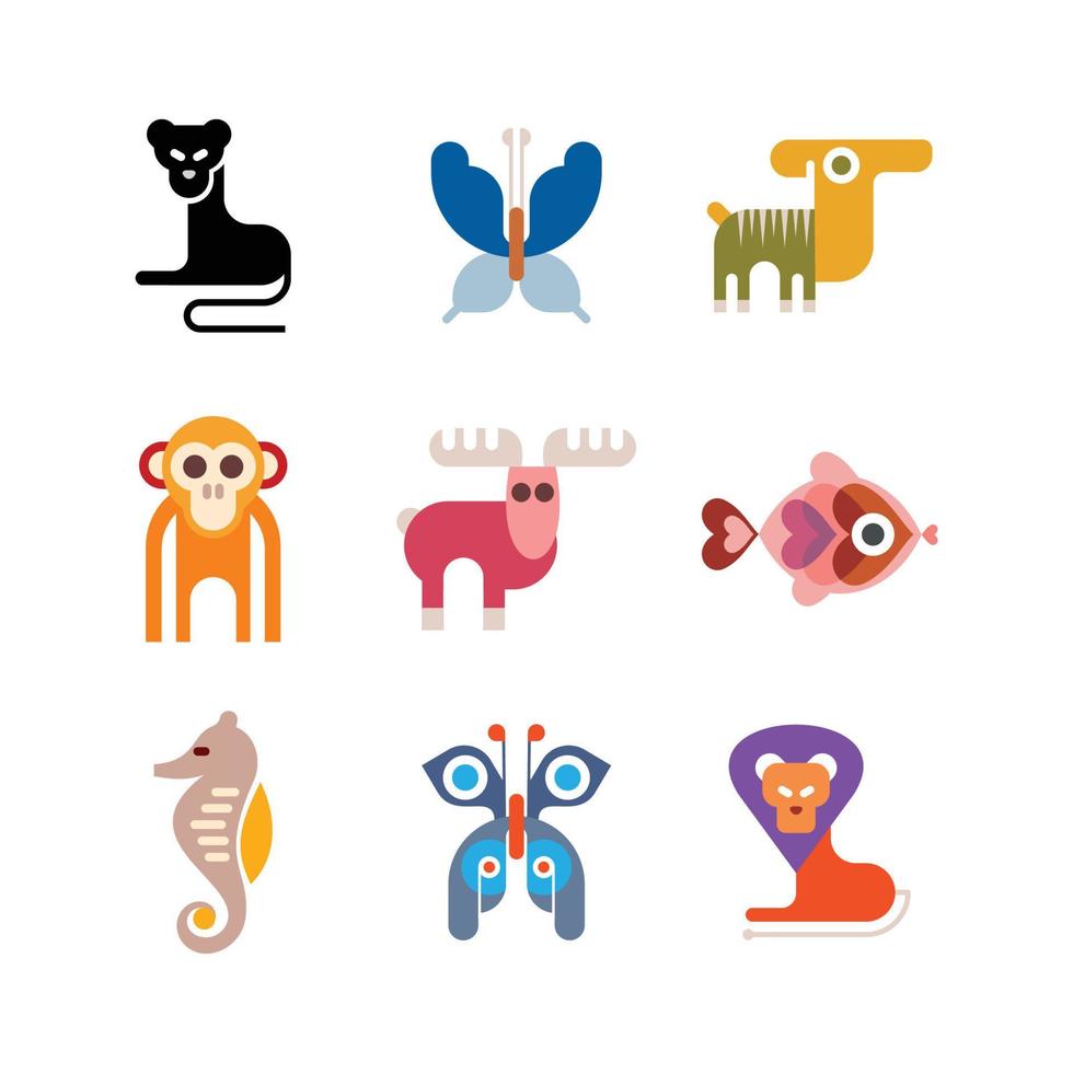 conjunto de iconos de animales vector