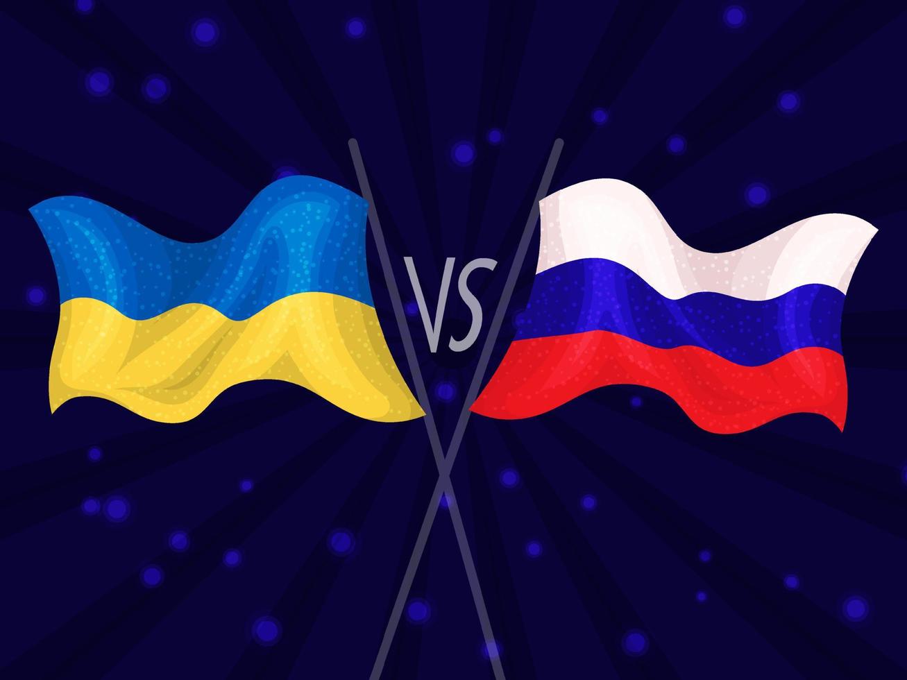 Crossed flags of Ukraine and Russia. Ukrainian-Russian military crisis. conflict between Ukraine and Russia. Ukraine VS Russia. Vector illustration.